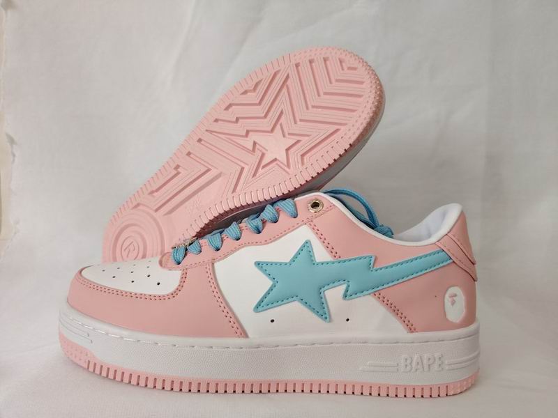BAPE STA Low-Top Sneakers – Pink, White & Light Blue