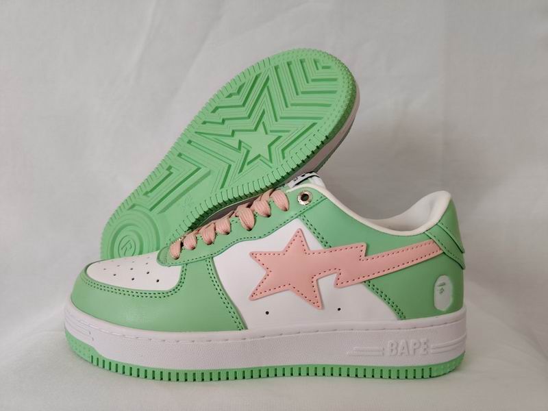 BAPE STA Low-Top Sneakers – Mint Green, White & Pink