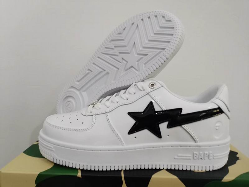 BAPE STA Low-Top Sneakers – White with Black Star Detail