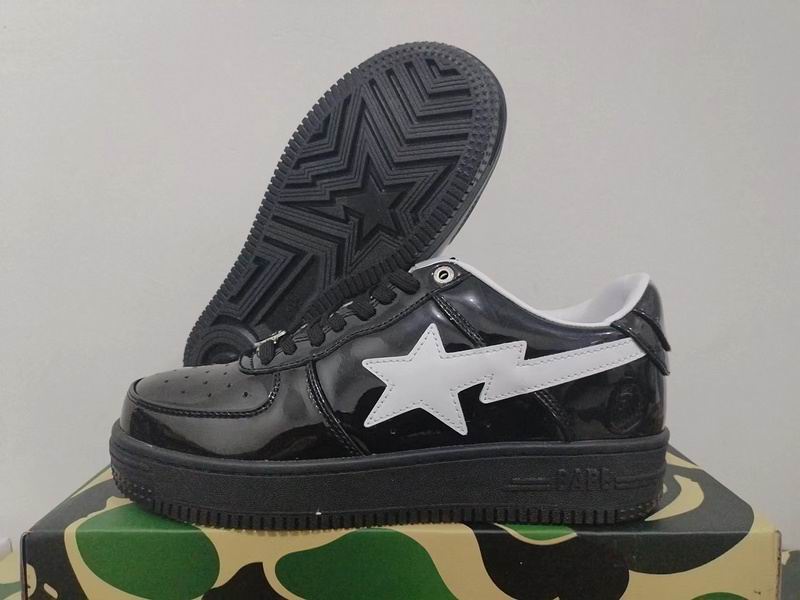 BAPE STA Low-Top Sneakers – Glossy Black & White