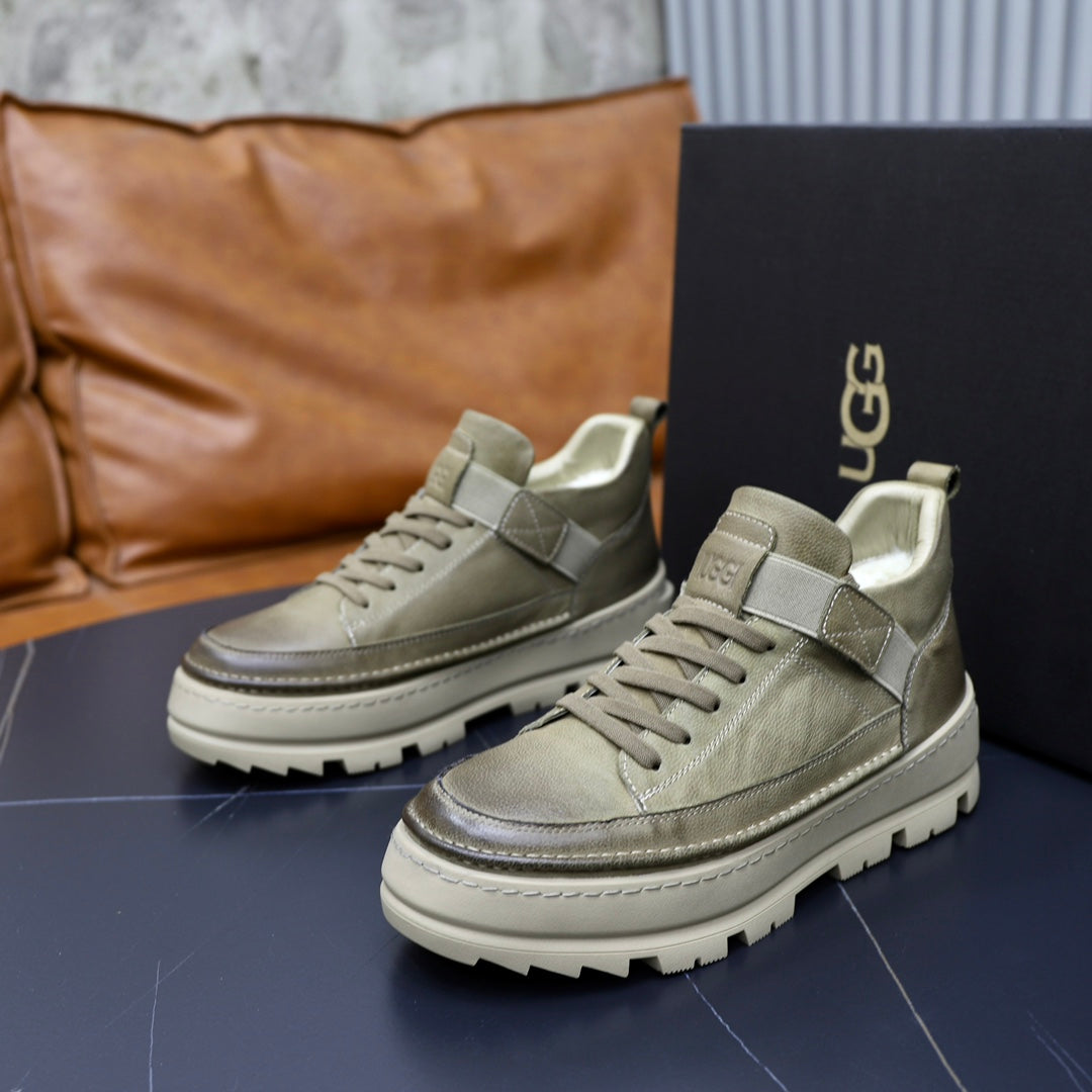UGG High-Top Platform Boots – Olive Green / Cream