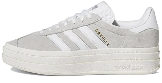 adidas Gazelle Bold Women’s “Grey White” Platform Sneakers – Light Grey / White / Cream