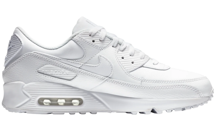 Nike Air Max 90 LTR "Triple White" Leather Sneakers
