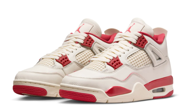 Air Jordan 4 Retro "Love Letter" Women's Sneakers - Cream / Red